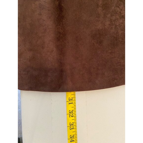 Liz Claiborne Brown Faux Suede A-Line Midi Skirt With Back Zipper Closure Medium - Picture 6 of 9